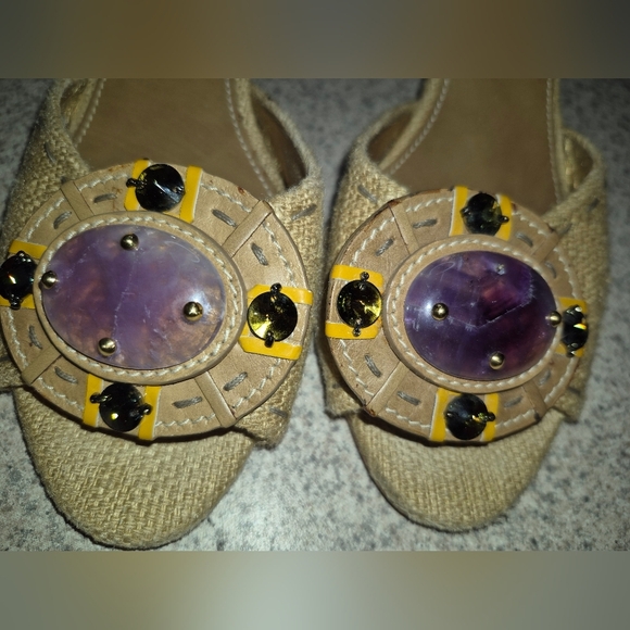 Prada Tan Embellished Women's Shoes - Picture 2 of 6